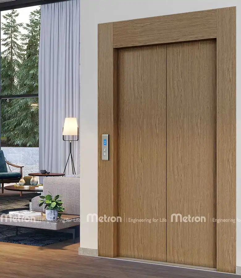 Two Panel Central Opening Door with Wood Effect